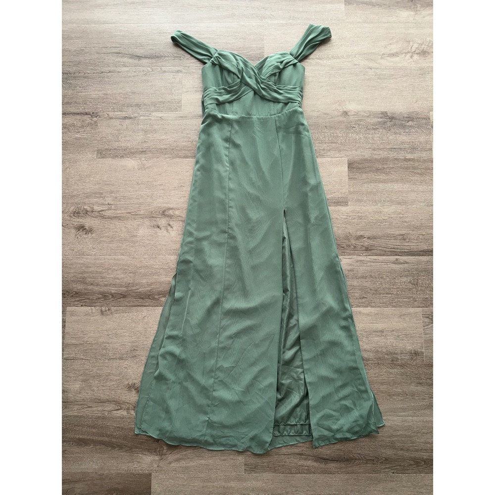 Azazie Women's Sage Green Long Prom Bridesmaid Wedding Guest Dress, Size A8